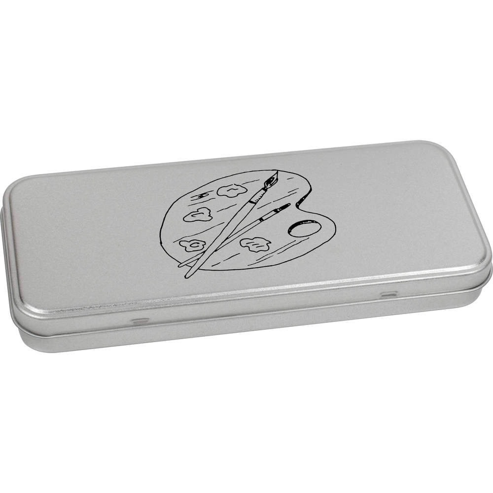 'Artists Palette & Brushes' Metal Hinged Stationery Tin / Storage Box (TT00194713)