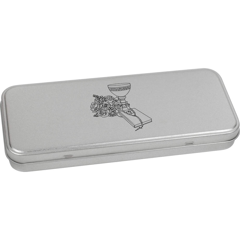 'Holy Communion Items' Metal Hinged Stationery Tin / Storage Box (TT00216448)