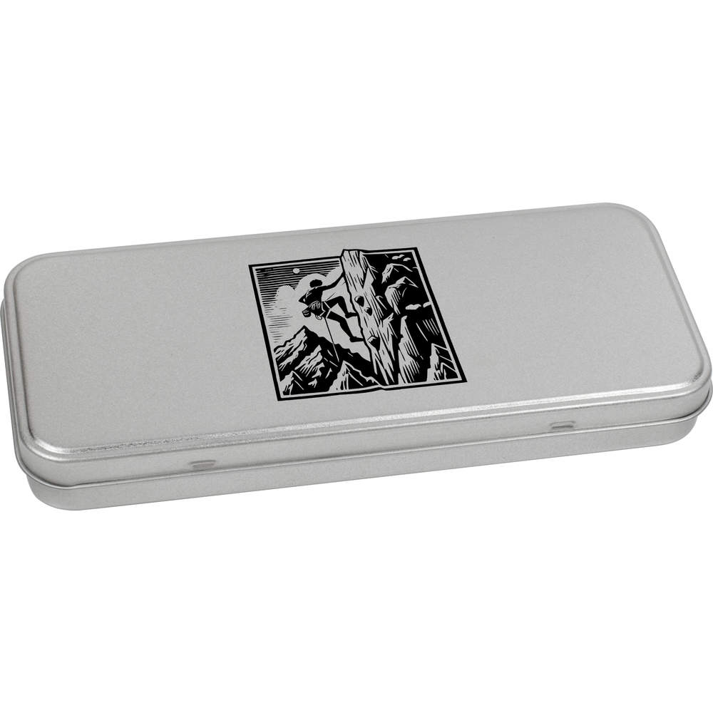 'Mountain Rock Climbing' Metal Hinged Stationery Tin / Storage Box (TT00245050)