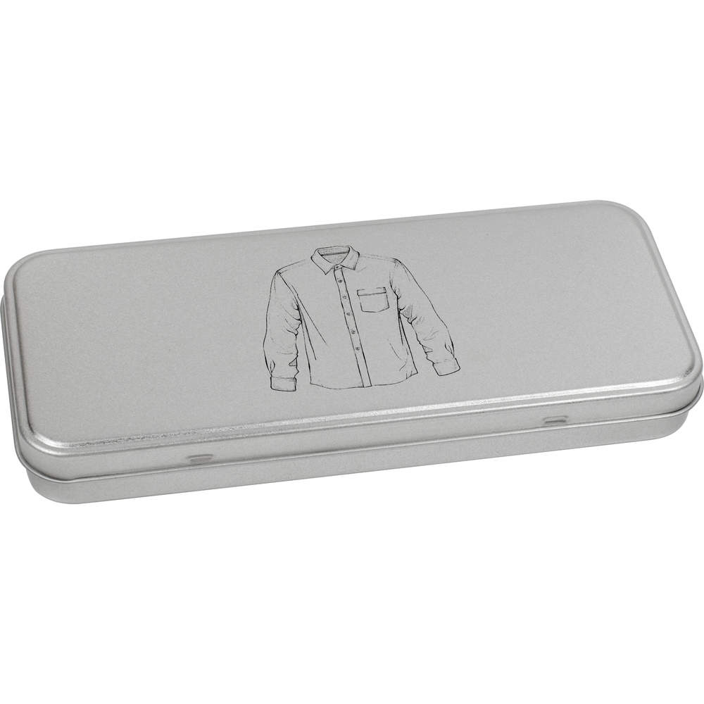 'Men's Shirt' Metal Hinged Stationery Tin - 180mm x 75mm - Storage Box for Pens, Pencils, Crafts and Gifts (TT00251266)
