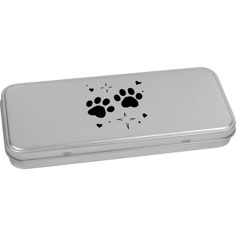 'Paw Prints' Metal Hinged Stationery Tin / Storage Box (TT00268981)