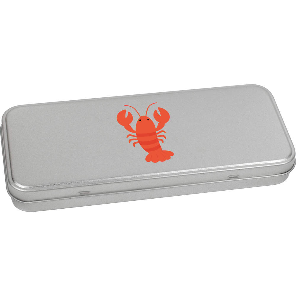 'Lobster' Metal Hinged Stationery Tin - 180mm x 75mm - Storage Box for Pens, Pencils, Crafts and Gifts (TT00325216)