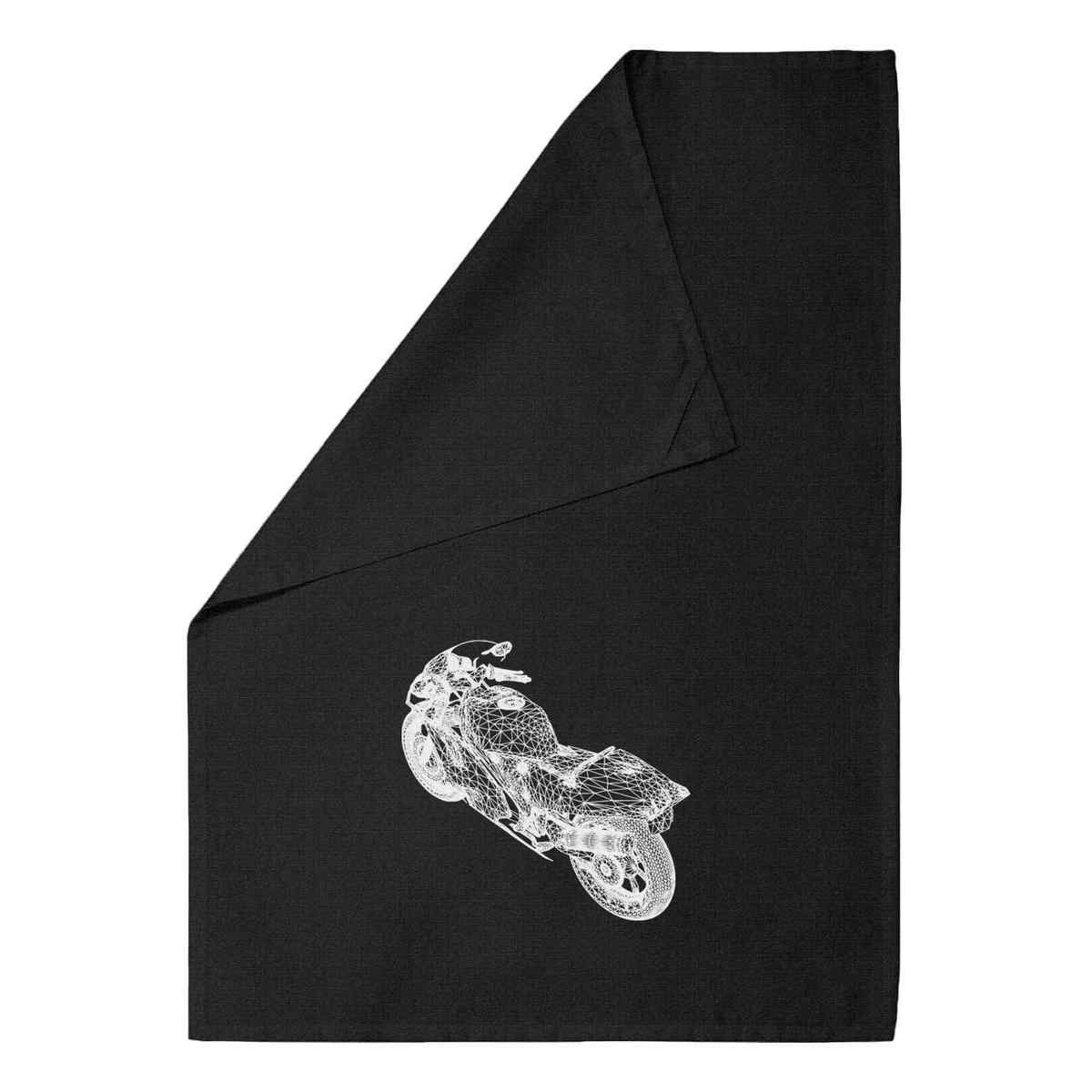 'Wireframe Motorbike' Cotton Tea Towel / Dish Cloth - Black - Kitchen Towel for Drying, Baking, Cooking and Home Decor (TW00041300)