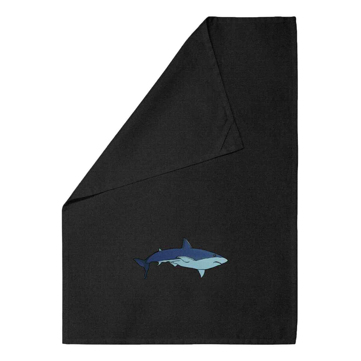 'Shark' Black Cotton Tea Towel / Dish Cloth (TW00043367)