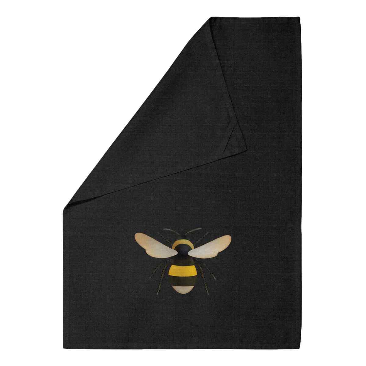 'Bee' Black Cotton Tea Towel / Dish Cloth (TW00044573)