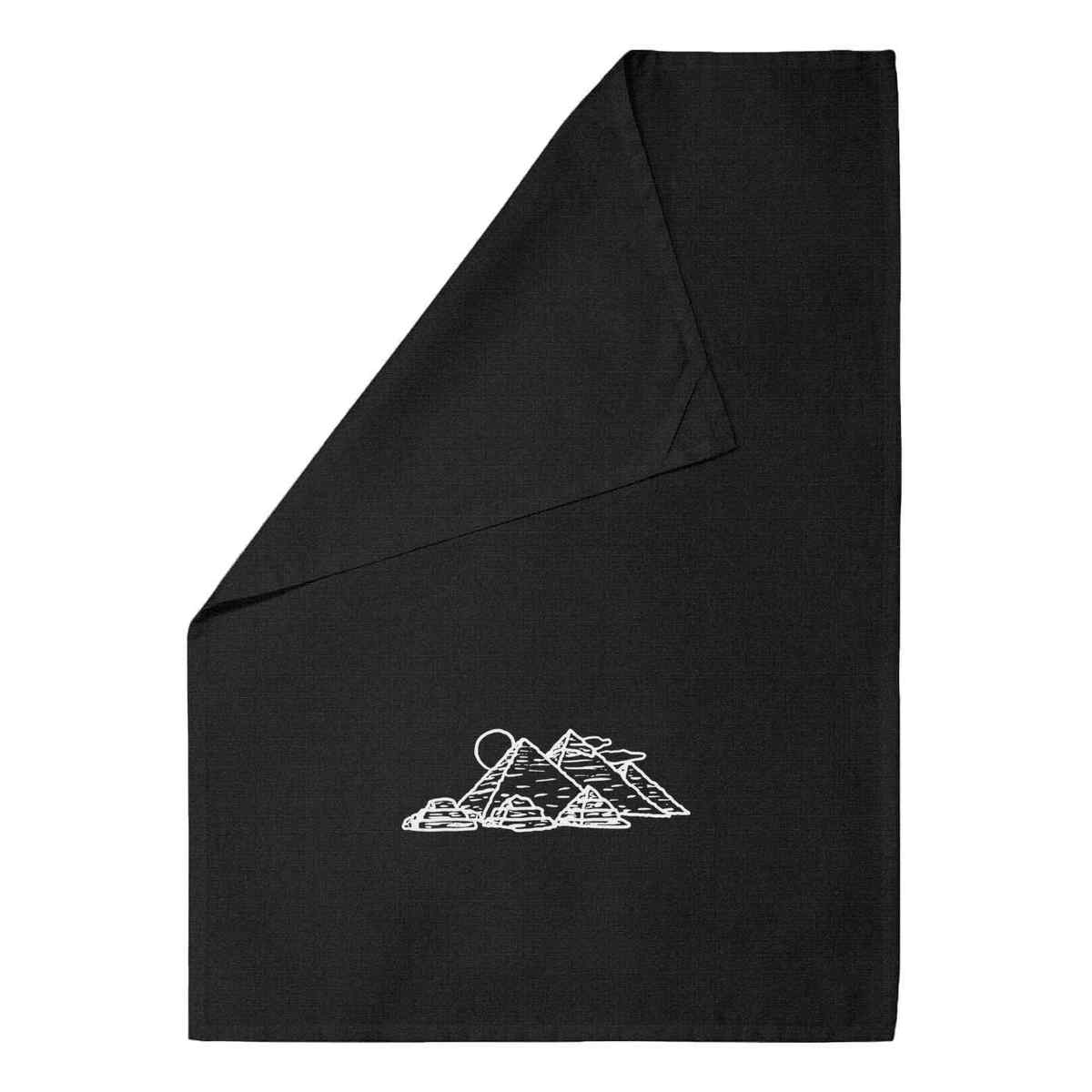 'Pyramids' Black Cotton Tea Towel / Dish Cloth (TW00045260)