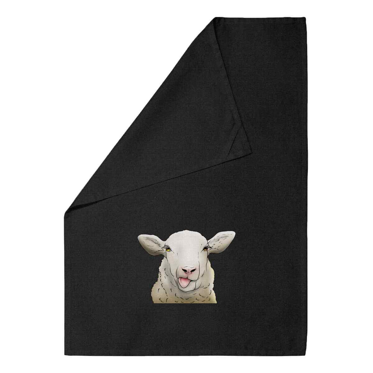 'Silly Sheep' Black Cotton Tea Towel / Dish Cloth (TW00049326)