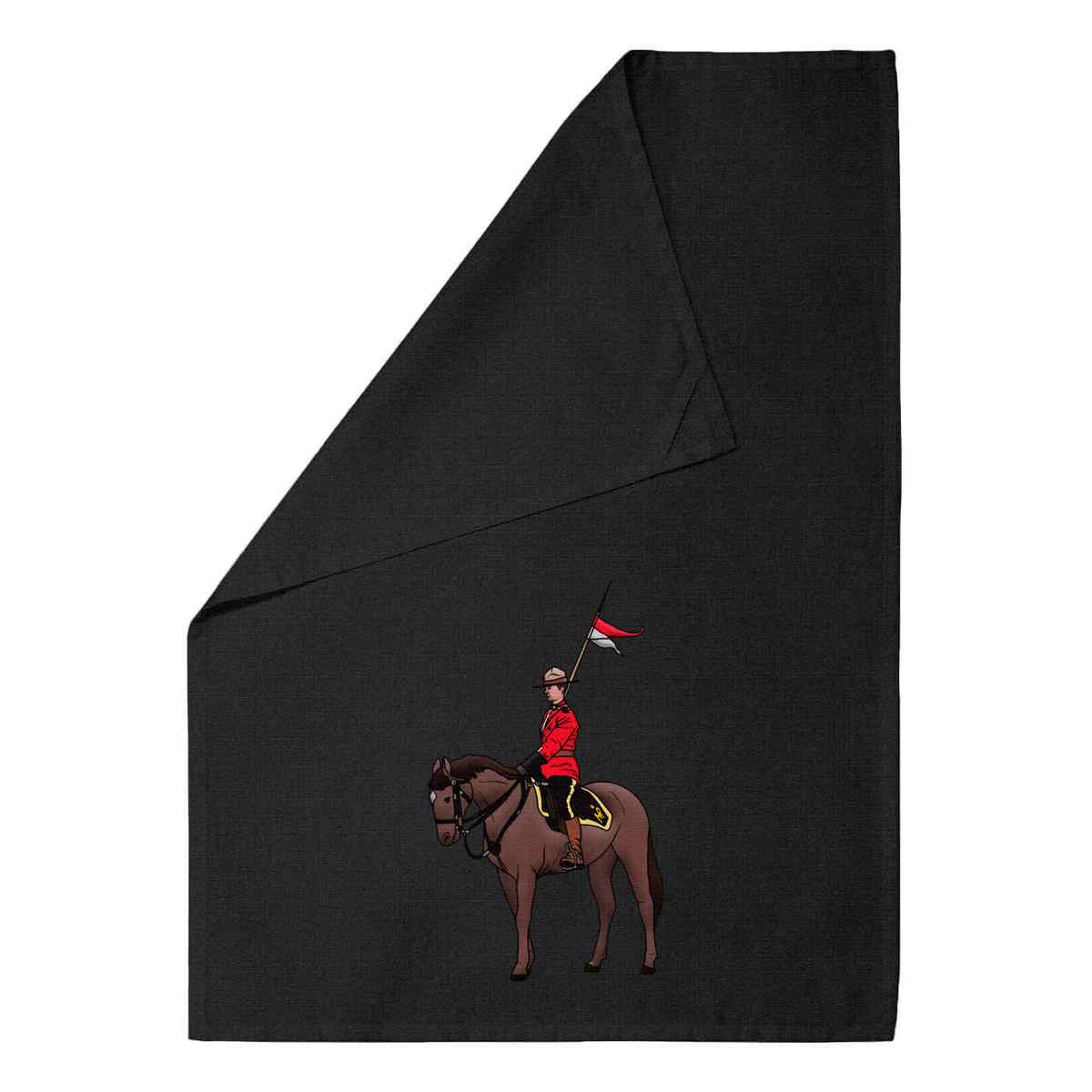 'Canadian Mountie' Cotton Tea Towel / Dish Cloth - Black - Kitchen Towel for Drying, Baking, Cooking and Home Decor (TW00049595)