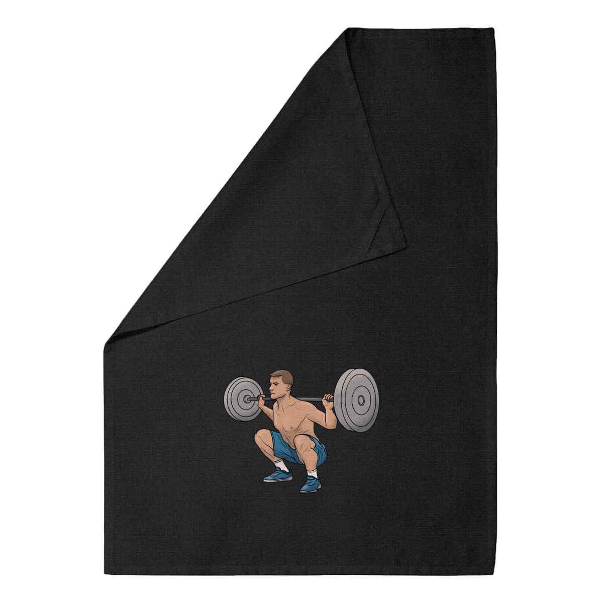 'Weight Lifter' Black Cotton Tea Towel / Dish Cloth (TW00049932)