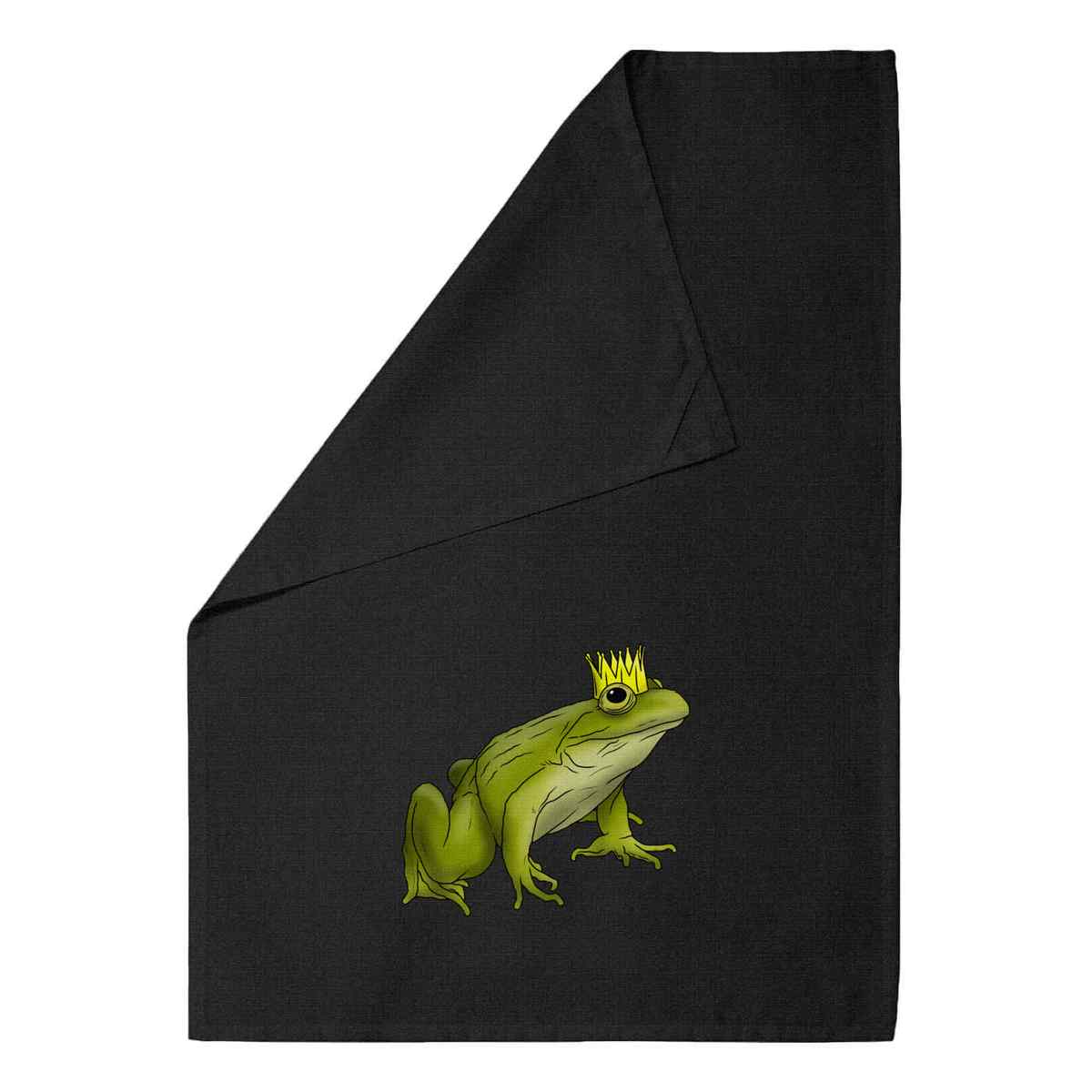 'Frog Prince' Black Cotton Tea Towel / Dish Cloth (TW00050690)