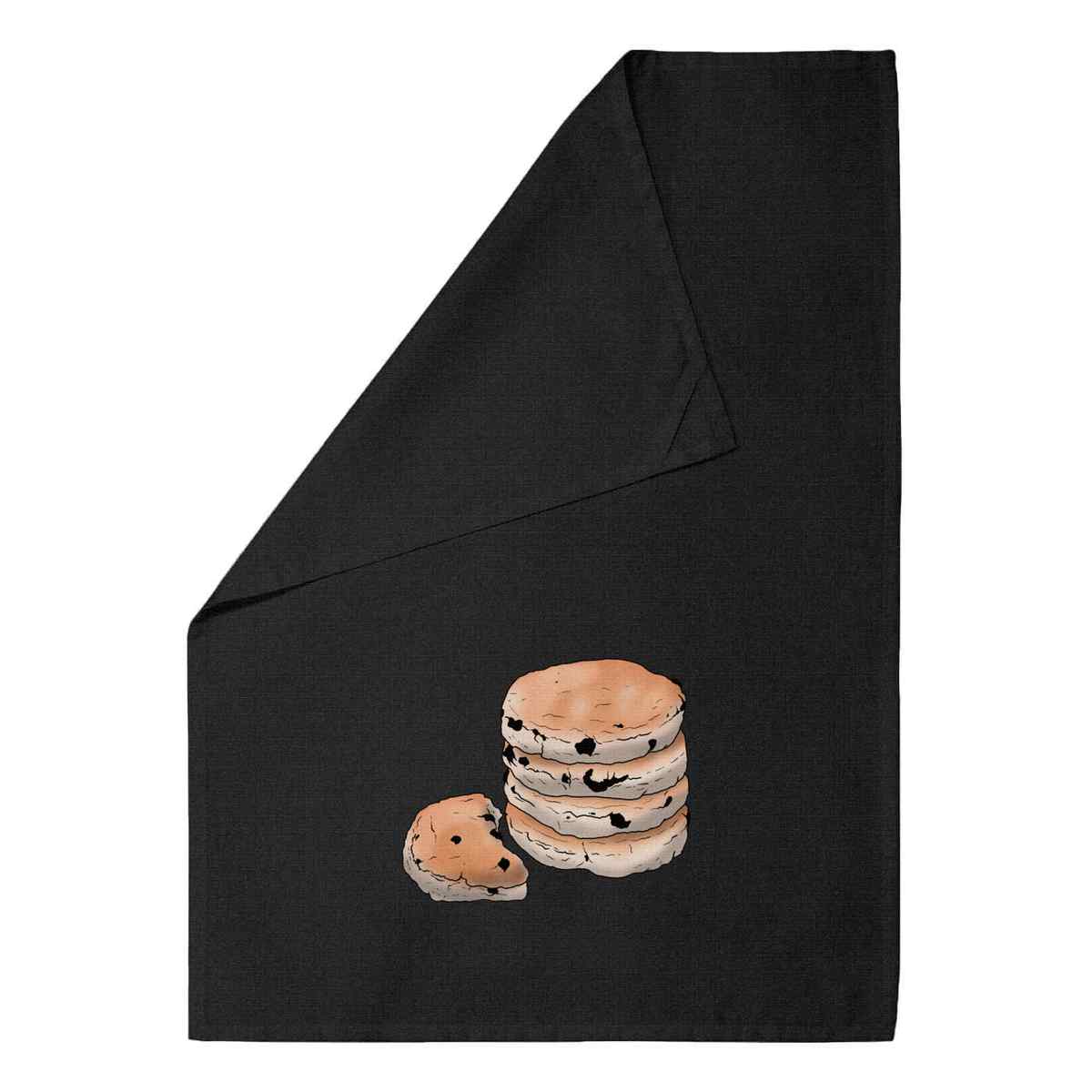 'Welsh Cakes' Black Cotton Tea Towel / Dish Cloth (TW00051122)