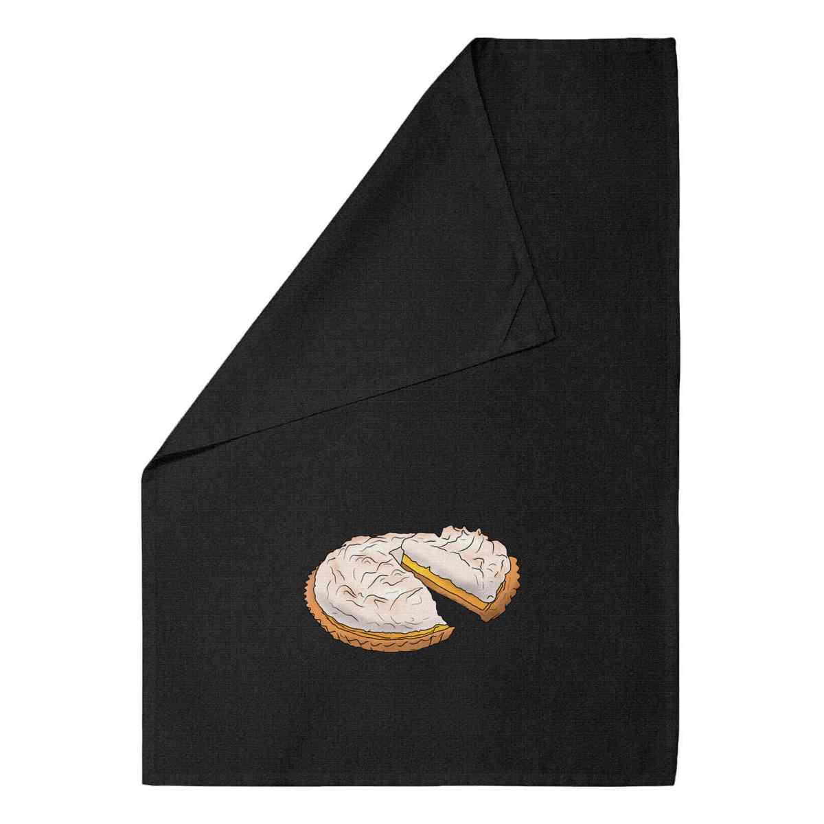'Lemon Meringue Pie' Black Cotton Tea Towel / Dish Cloth (TW00051946)