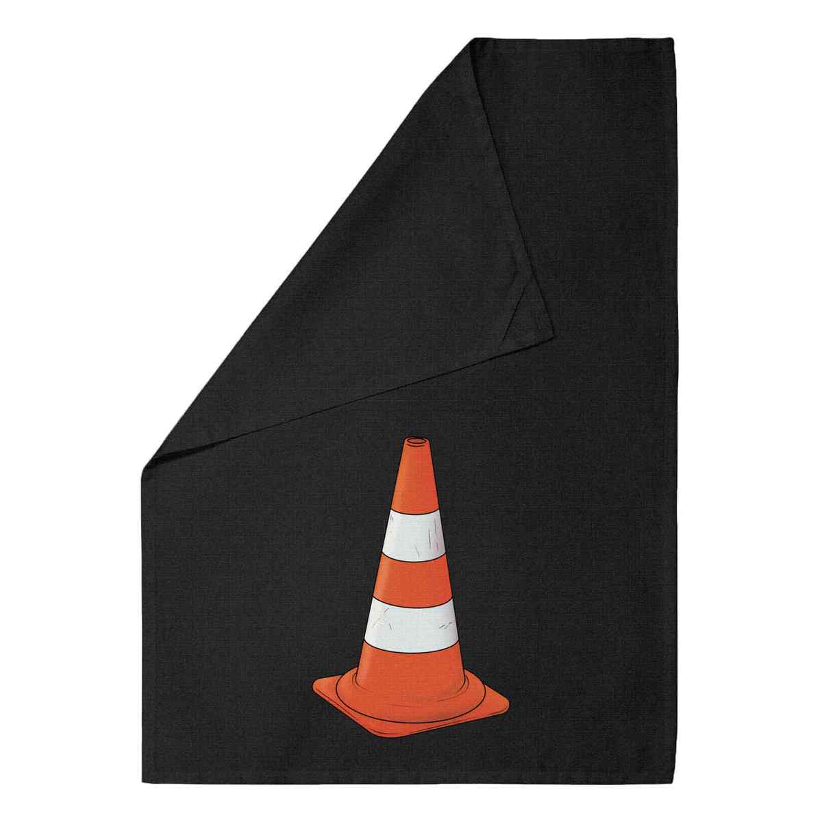 'Traffic Cone' Black Cotton Tea Towel / Dish Cloth (TW00052427)