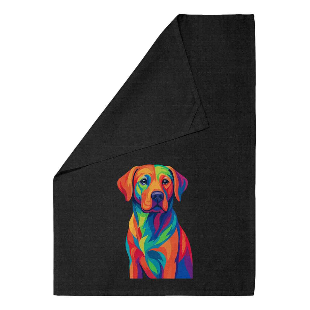 'Pop Art Labrador' Cotton Tea Towel / Dish Cloth - Black - Kitchen Towel for Drying, Baking, Cooking and Home Decor (TW00067806)