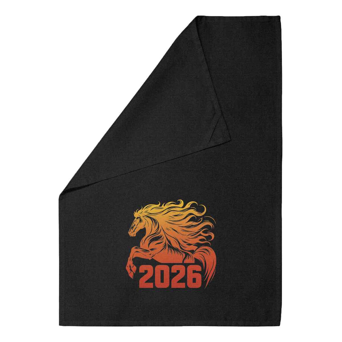 'Chinese New Year 2026' Cotton Tea Towel / Dish Cloth - Black - Kitchen Towel for Drying, Baking, Cooking and Home Decor (TW00074694)