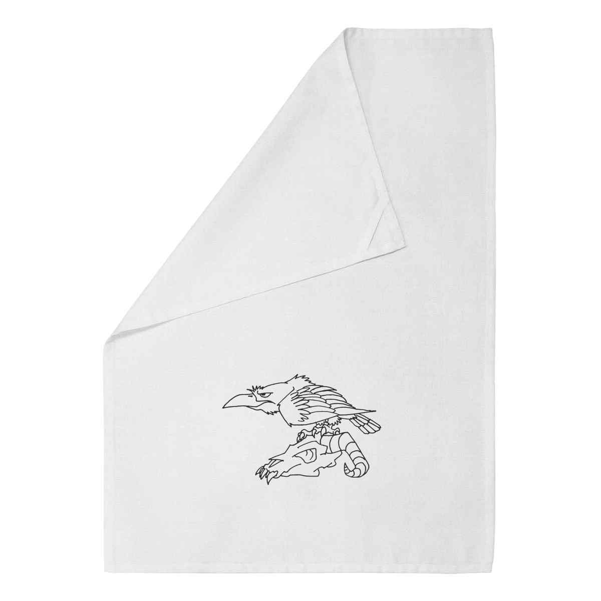 'Crow On Skull' Cotton Tea Towel / Dish Cloth (TW003275)