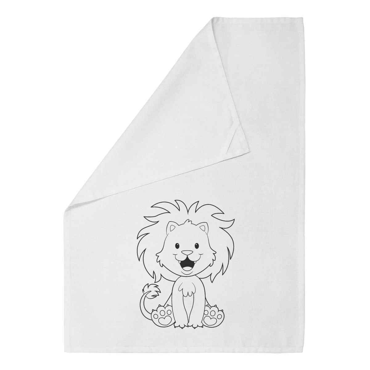 'Happy Lion' Cotton Tea Towel / Dish Cloth (TW005556)