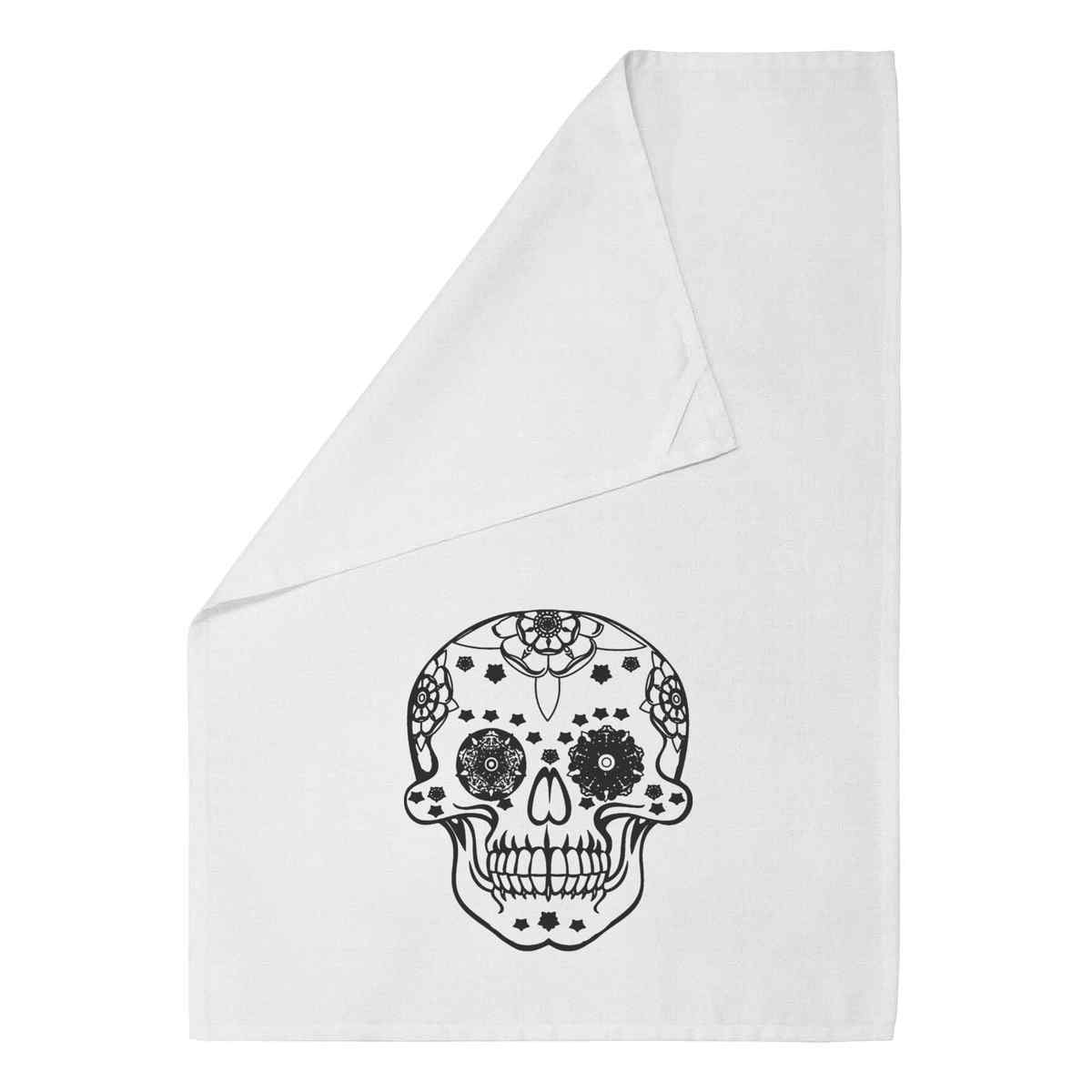 'Decorated Candy Skull' Cotton Tea Towel / Dish Cloth (TW015080)