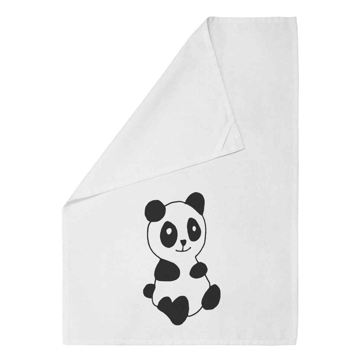 'Cute Panda Bear' White Cotton Tea Towel / Dish Cloth (TW00007260)