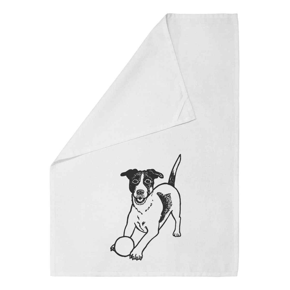 'Playing Jack Russell' Cotton Tea / Dish Towel - For Drying, Baking, Cooking and Kitchen Decor (TW017205)