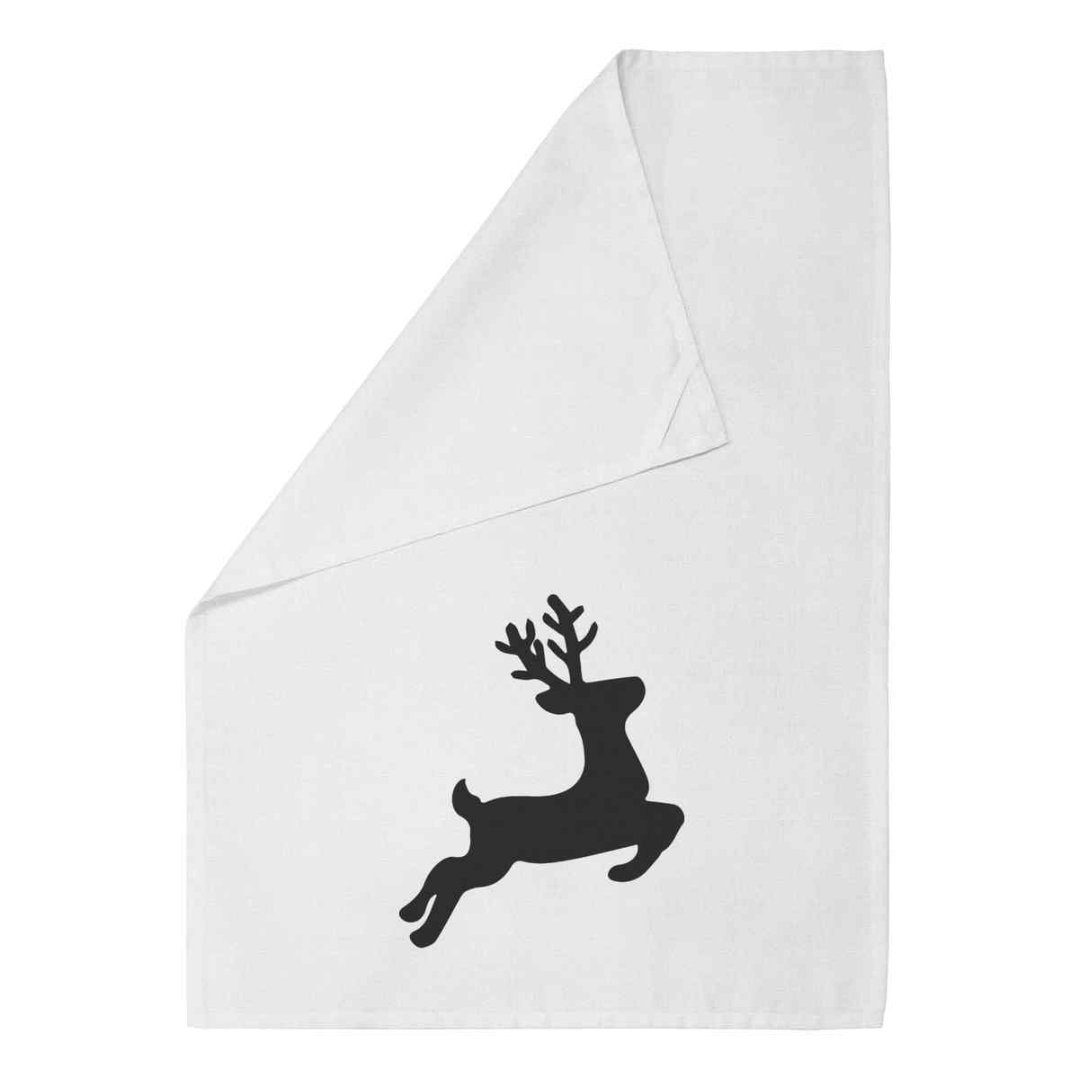 'Jumping Reindeer' Cotton Tea Towel / Dish Cloth (TW019161)