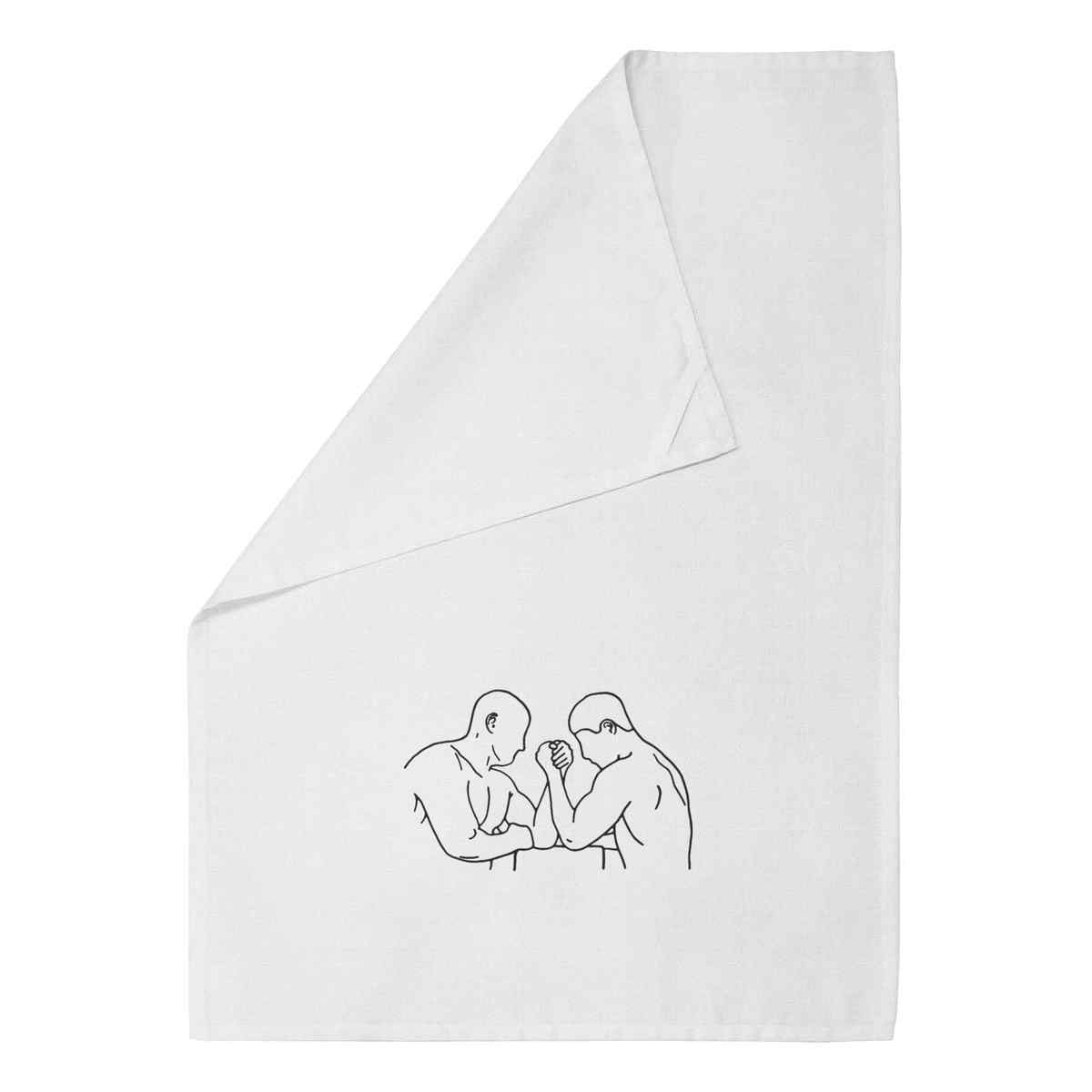 'Arm Wrestling' Cotton Tea Towel / Dish Cloth - White - Kitchen Towel for Drying, Baking, Cooking and Home Decor (TW00009387)