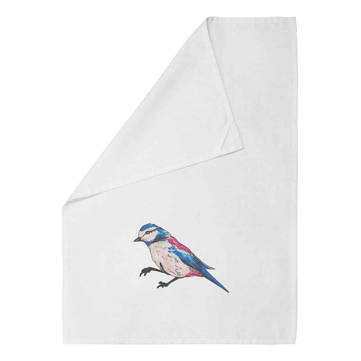 'Blue Tit' Cotton Tea Towel / Dish Cloth (TW020777)
