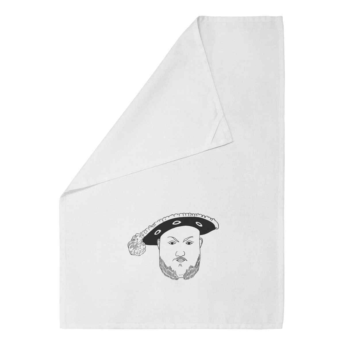 'Henry 8th Head' White Cotton Tea Towel / Dish Cloth (TW00011427)