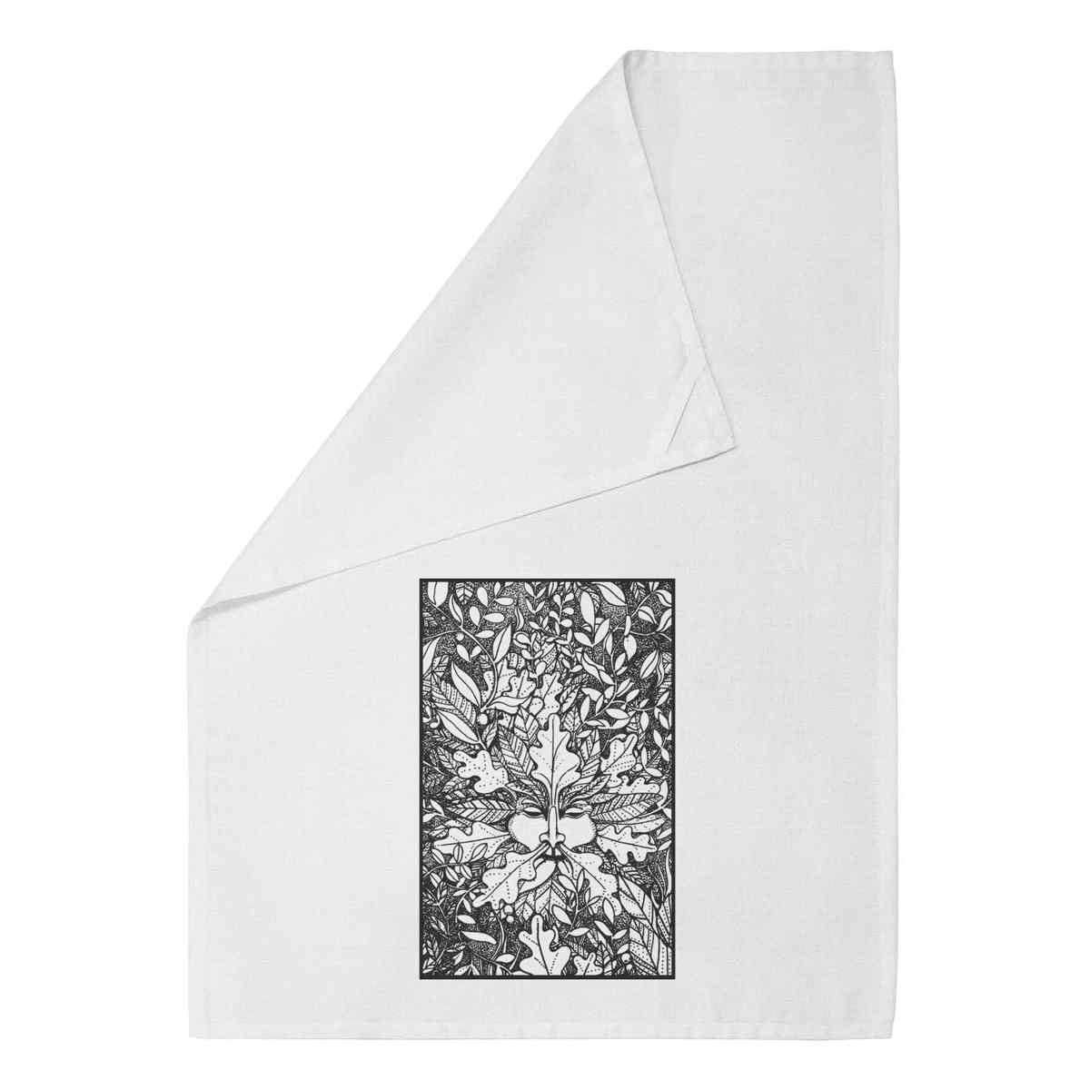 'Green Man & Leaves' Cotton Tea Towel / Dish Cloth (TW025253)