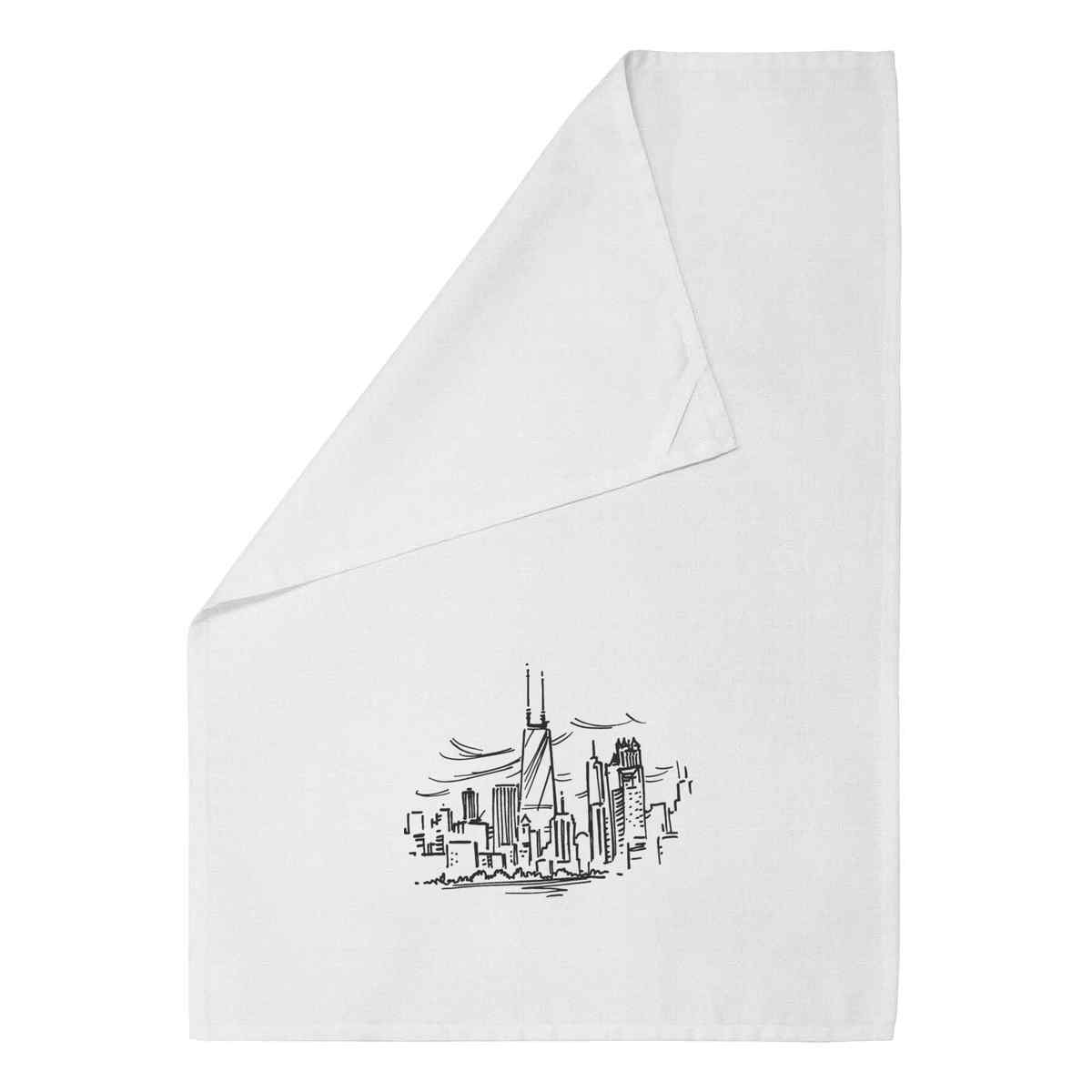 'Chicago Skyline' Cotton Tea Towel / Dish Cloth (TW025313)