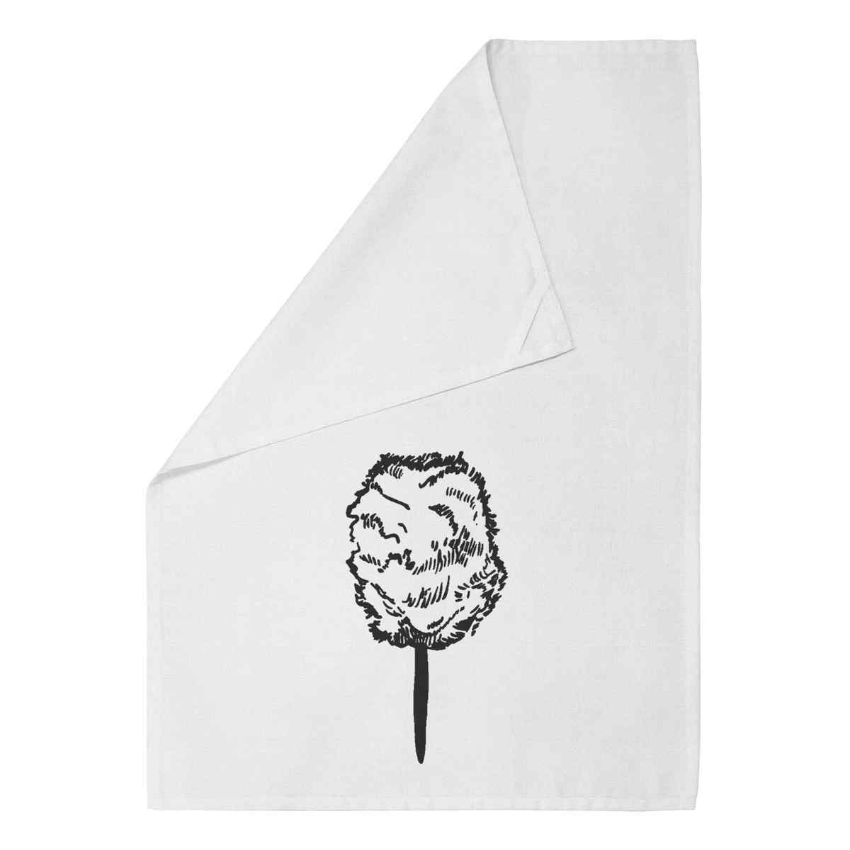 'Candy Floss' White Cotton Tea Towel / Dish Cloth (TW00014702)