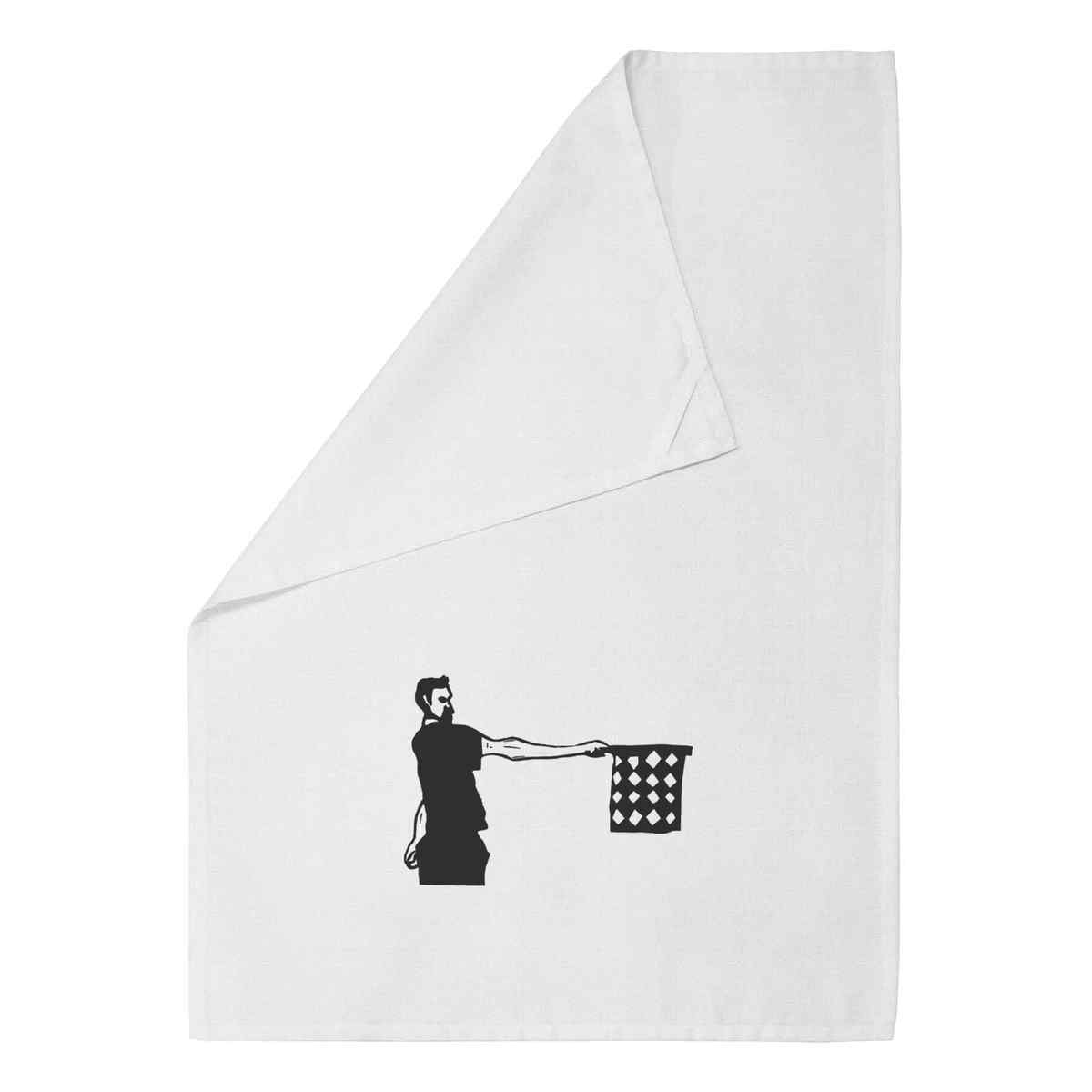 'Referee Holding Flag' Cotton Tea Towel / Dish Cloth (TW016342)