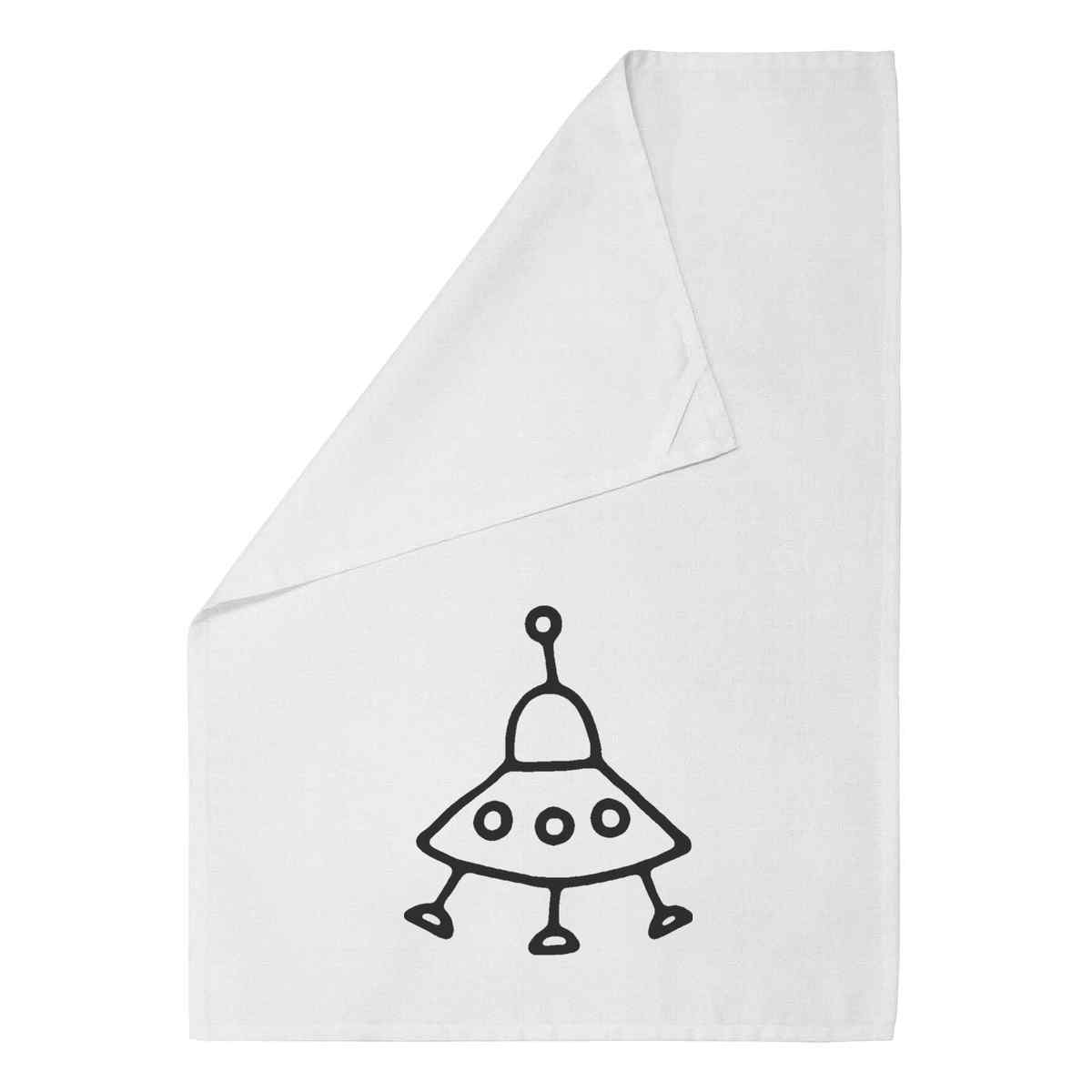 'Alien Spaceship' Cotton Tea Towel / Dish Cloth (TW017869)