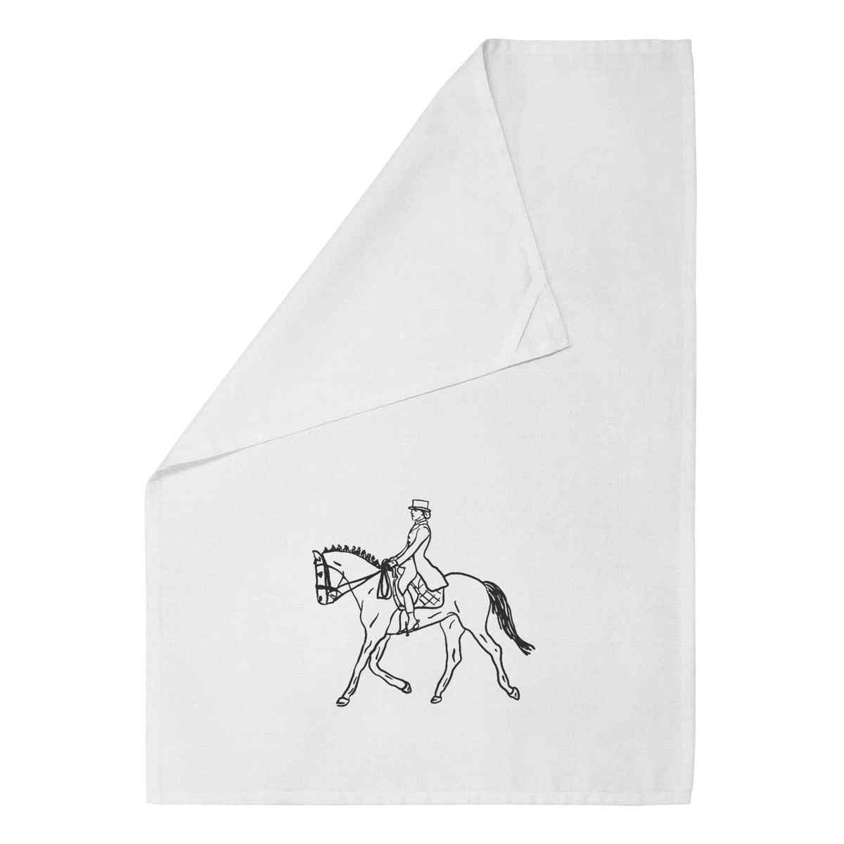 'Dressage Horse & Rider' Cotton Tea Towel / Dish Cloth (TW025451)