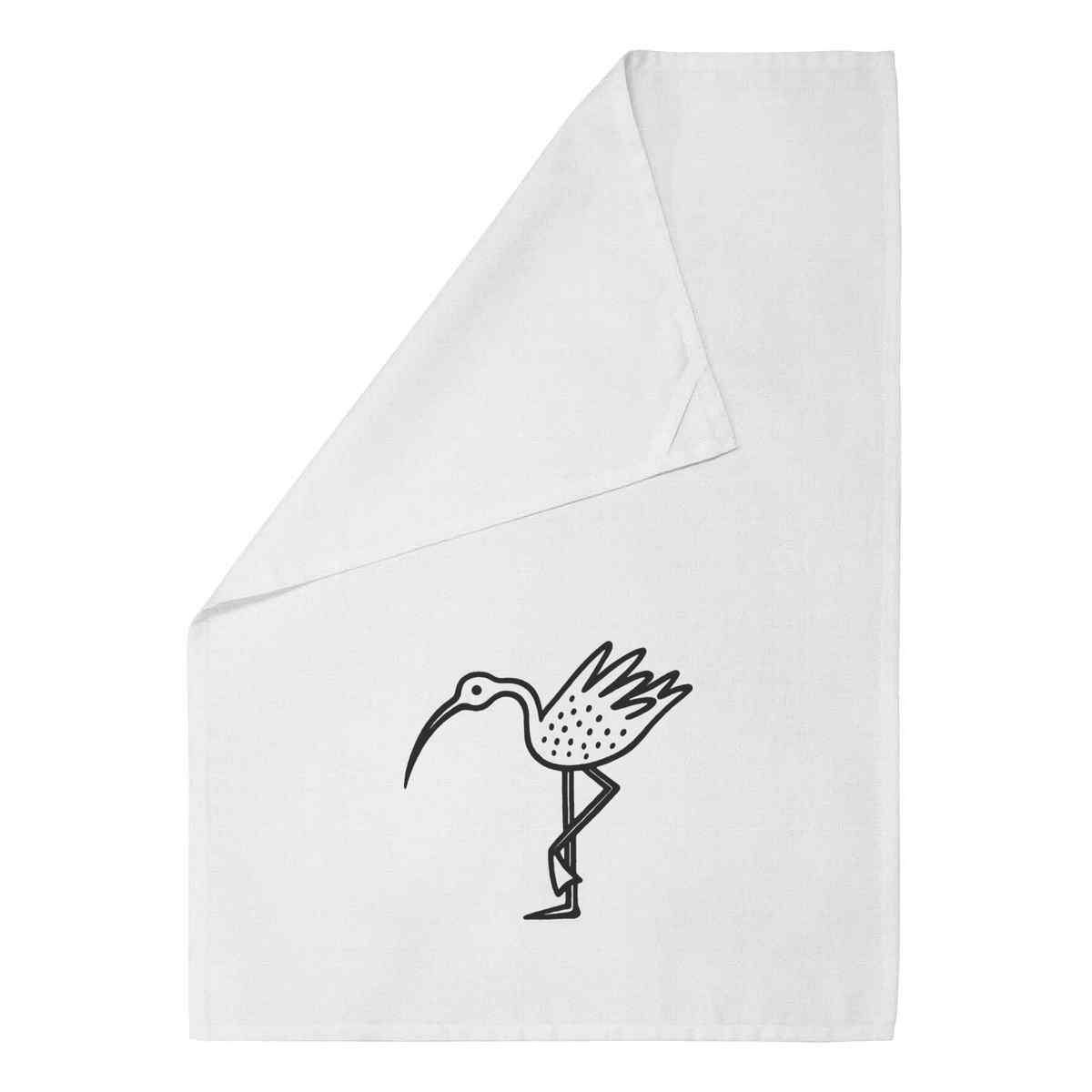 'Oyster Catcher' White Cotton Tea Towel / Dish Cloth (TW00017427)