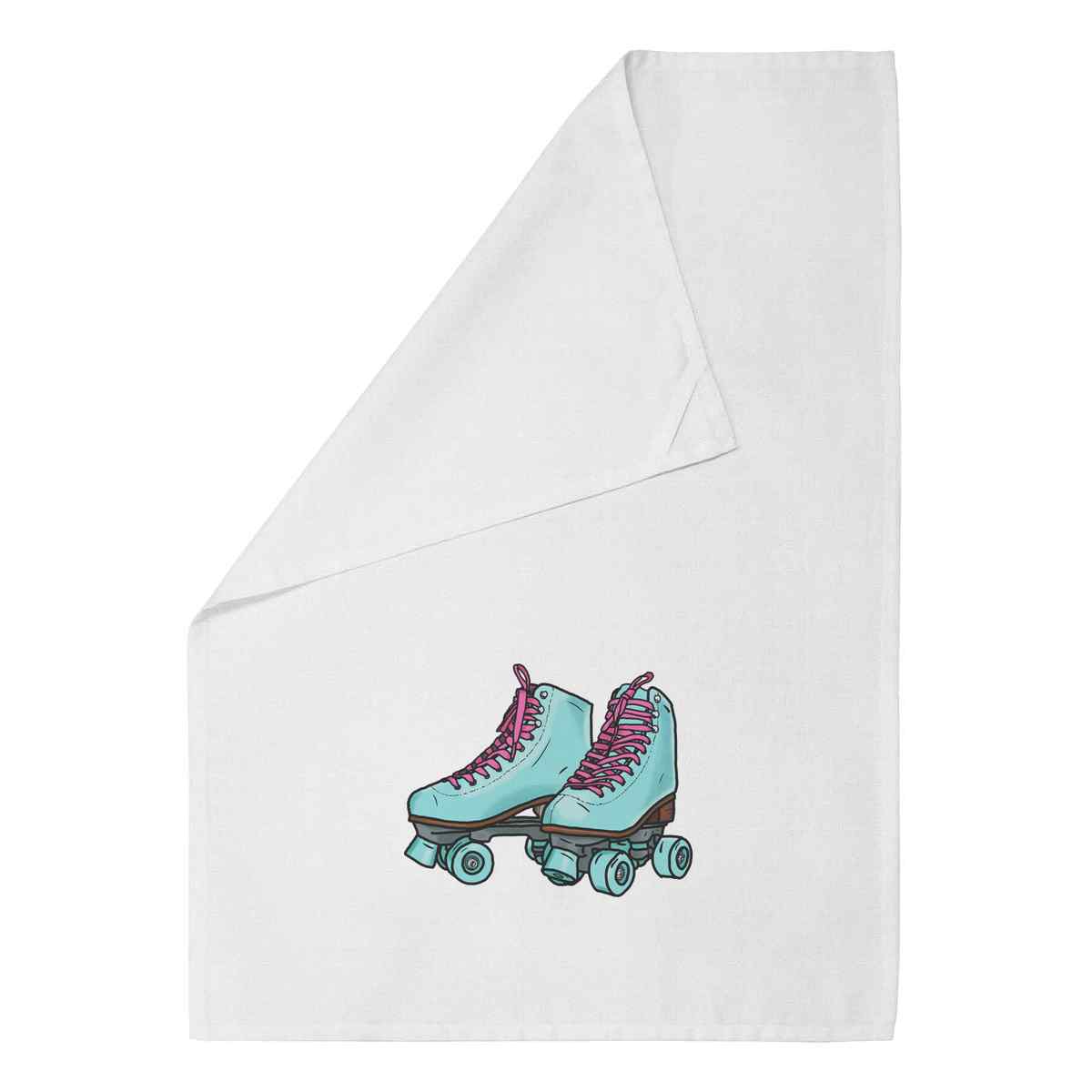 'Roller Skates' White Cotton Tea Towel / Dish Cloth (TW00017726)