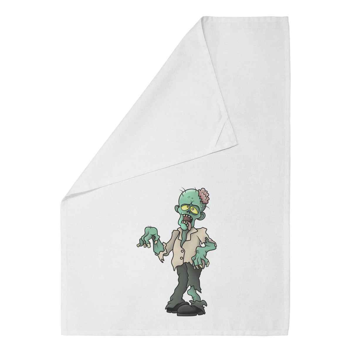 'Zombie' White Cotton Tea Towel / Dish Cloth (TW00019191)