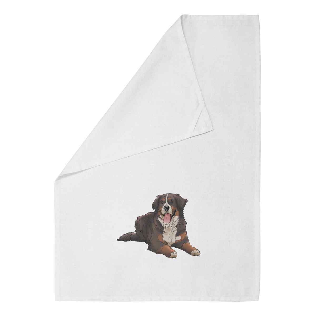 'Bernese Mountain Dog' White Cotton Tea Towel / Dish Cloth (TW00019692)