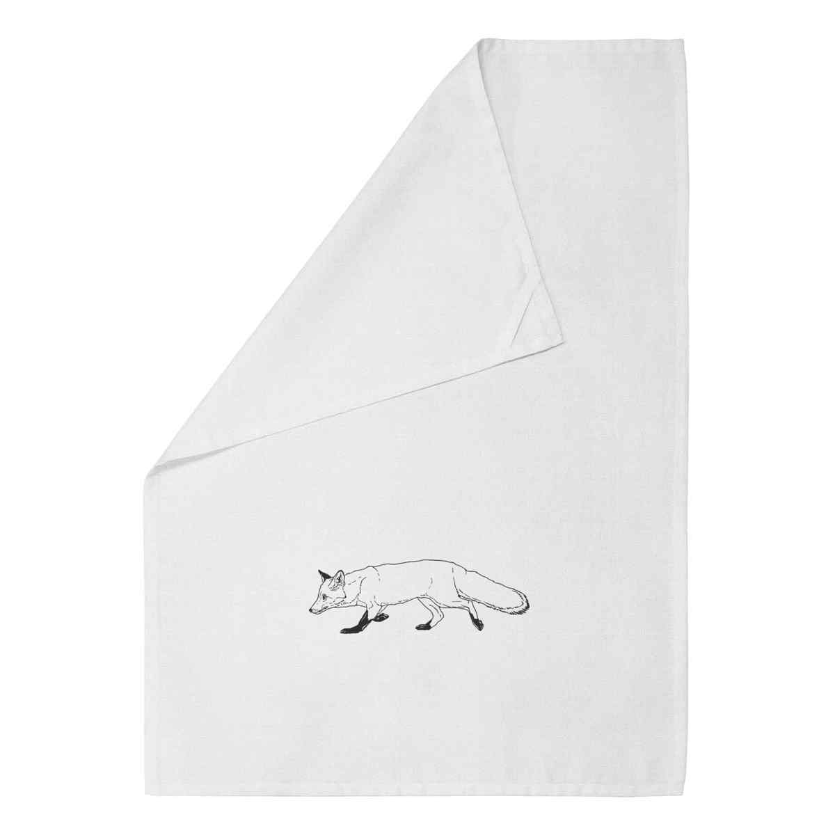 'Walking Fox' Cotton Tea Towel / Dish Cloth (TW028929)