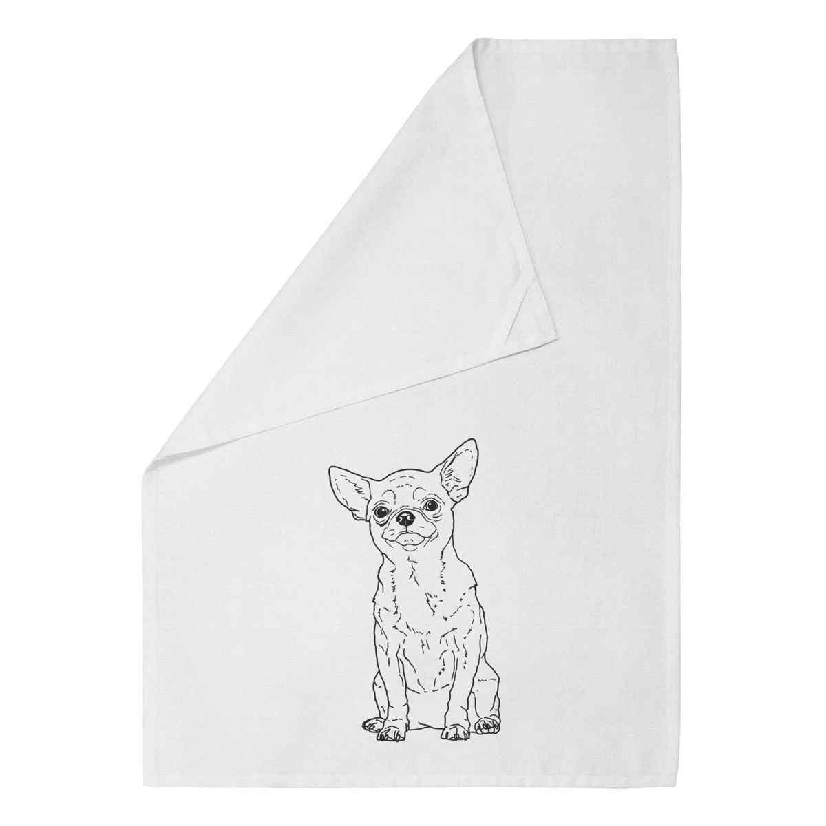 'Sitting Chihuahua' Cotton Tea Towel / Dish Cloth (TW029220)