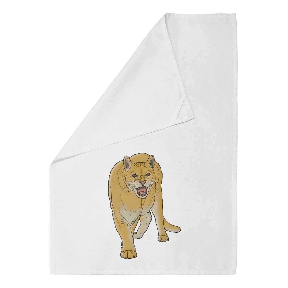 'Snarling Puma' Cotton Tea Towel / Dish Cloth (TW029235)