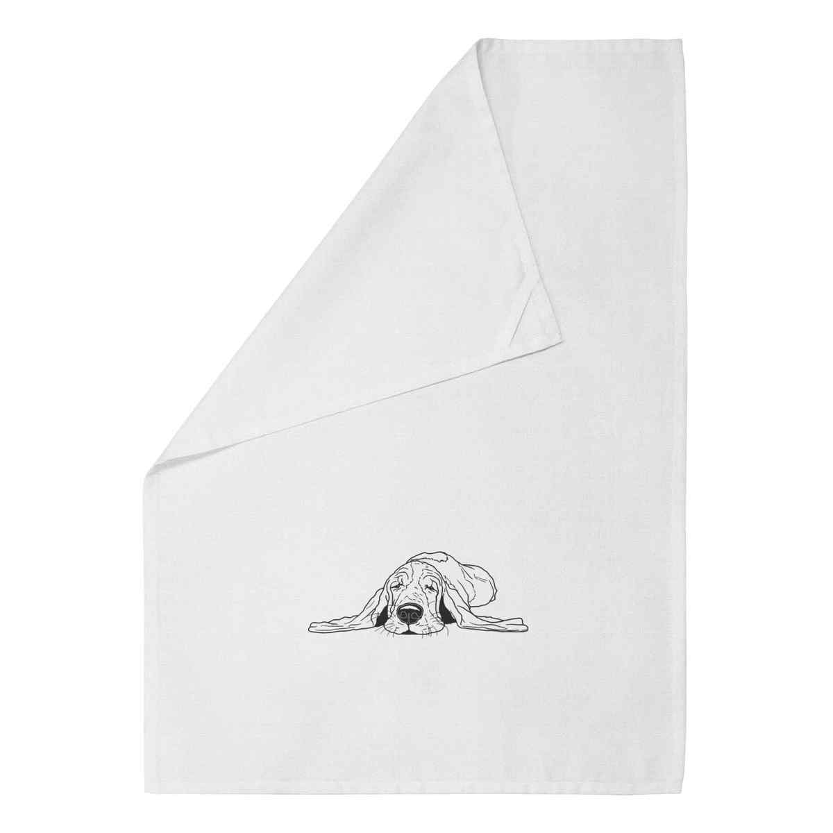 'Sleepy Basset Hound' Cotton Tea Towel / Dish Cloth (TW029460)
