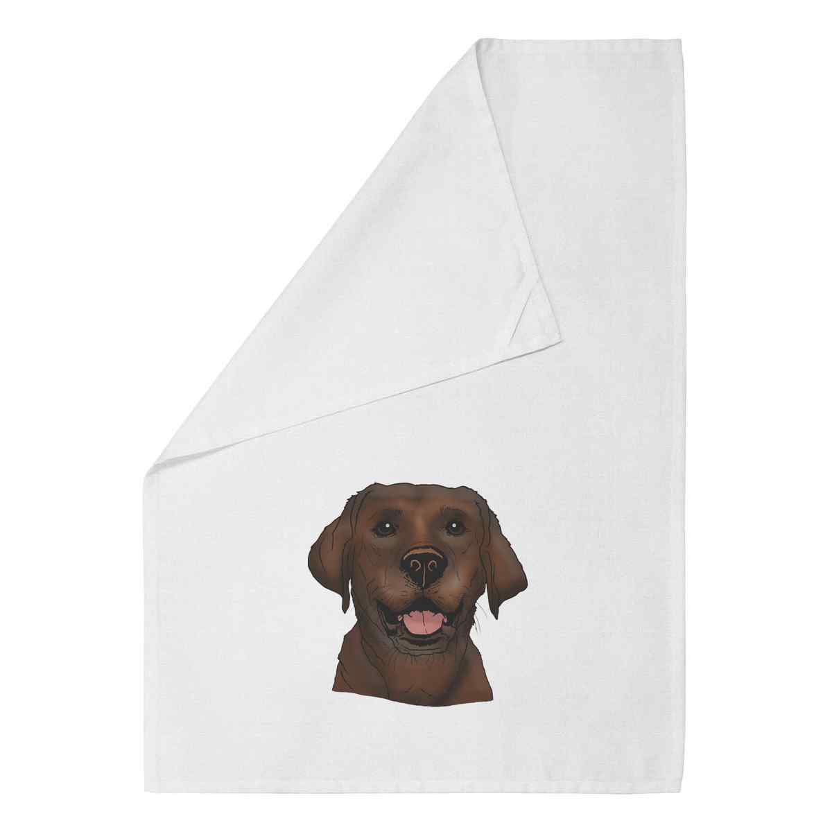 'Chocolate Labrador Face' Cotton Tea Towel / Dish Cloth - White - Kitchen Towel for Drying, Baking, Cooking and Home Decor (TW00020614)