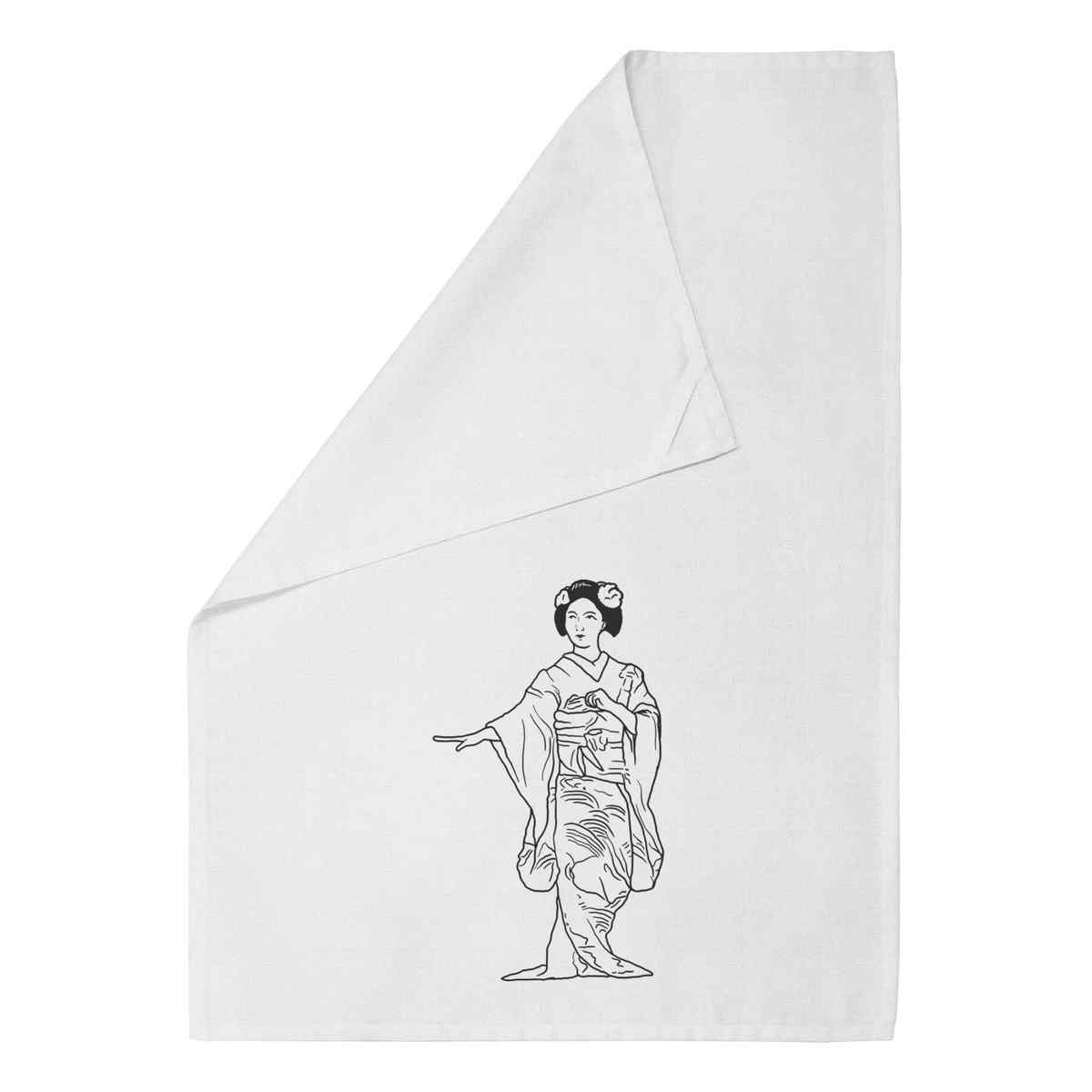 'Dancing Geisha' Cotton Tea Towel / Dish Cloth (TW029836)
