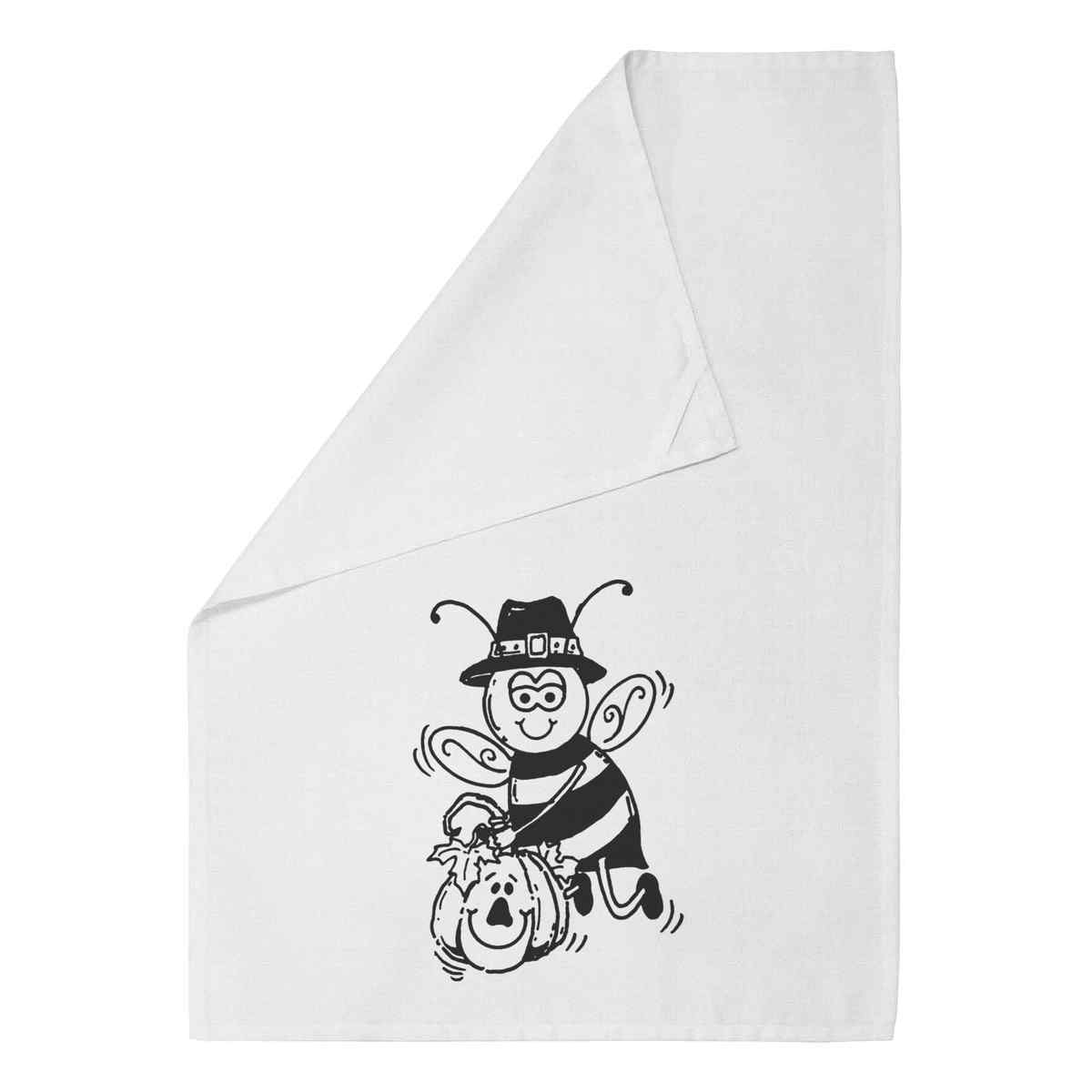 'Bee With Pumpkin' Cotton Tea Towel / Dish Cloth (TW030187)