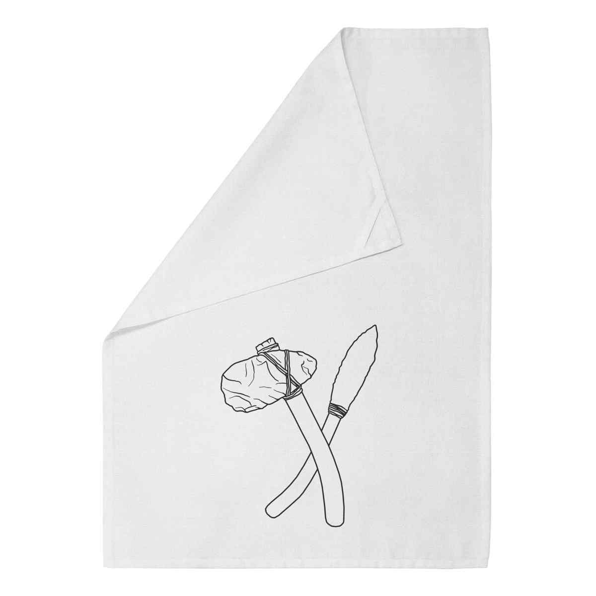 'Stone Age Tools' White Cotton Tea Towel / Dish Cloth (TW00021103)