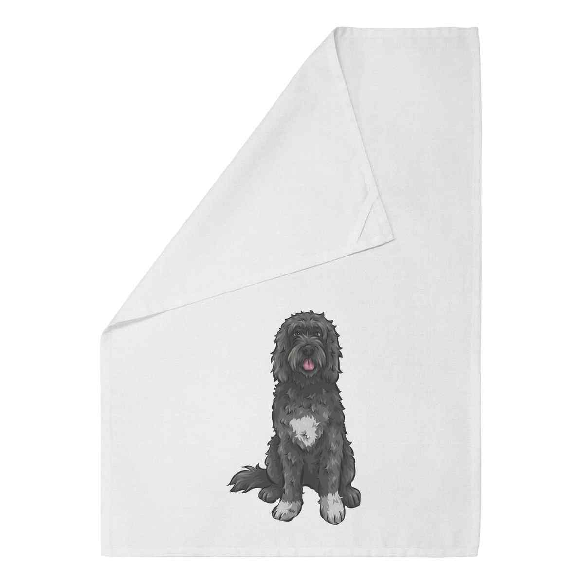 'Portugese Water Dog' Cotton Tea Towel / Dish Cloth - White - Kitchen Towel for Drying, Baking, Cooking and Home Decor (TW00022451)