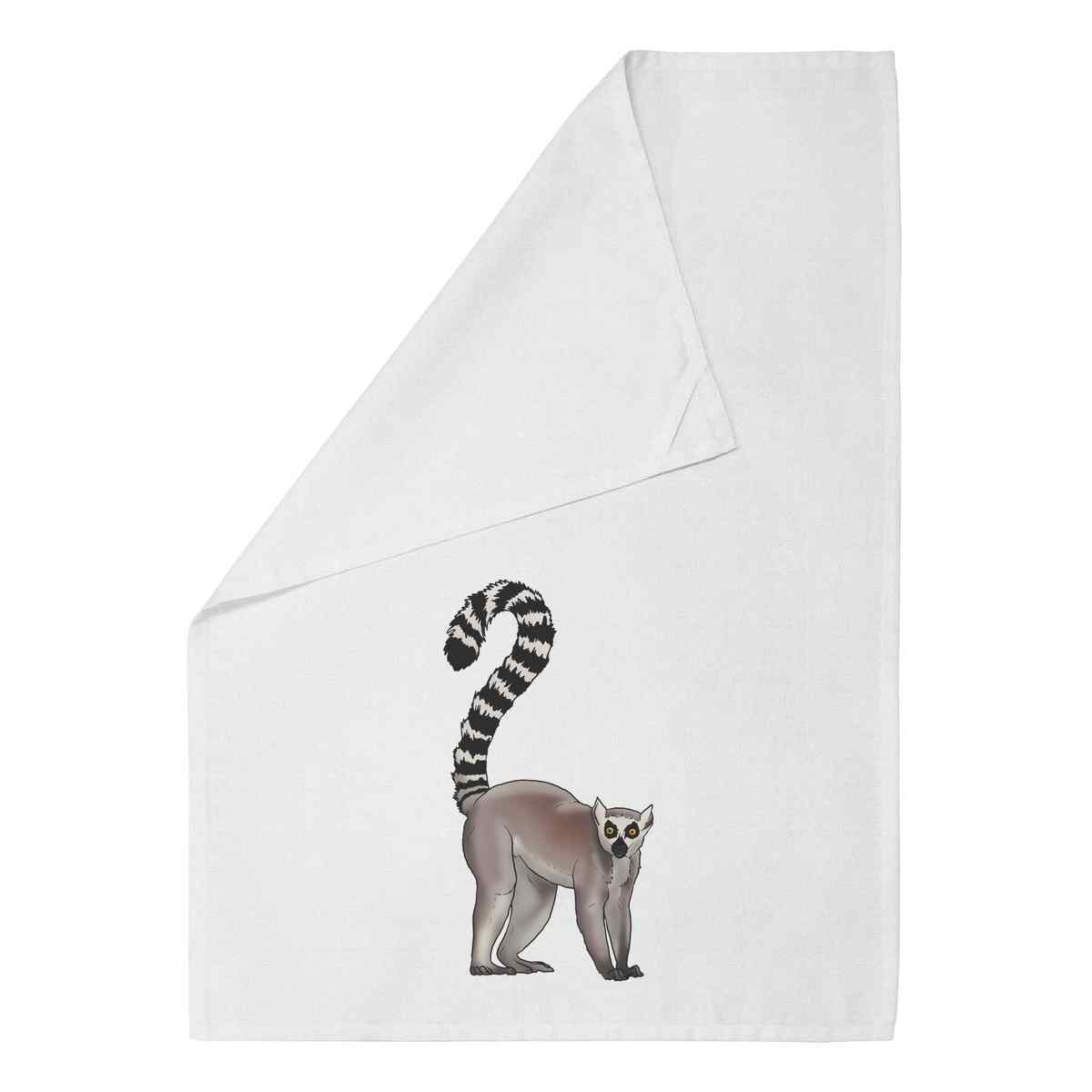 'Ring-Tailed Lemur' Cotton Tea Towel / Dish Cloth (TW032387)