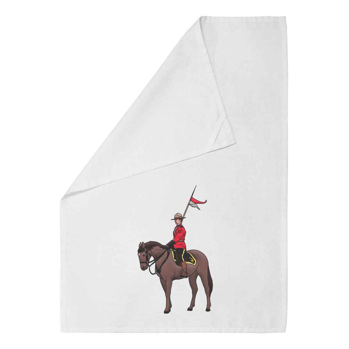 'Canadian Mountie' Cotton Tea Towel / Dish Cloth - White - Kitchen Towel for Drying, Baking, Cooking and Home Decor (TW00024419)