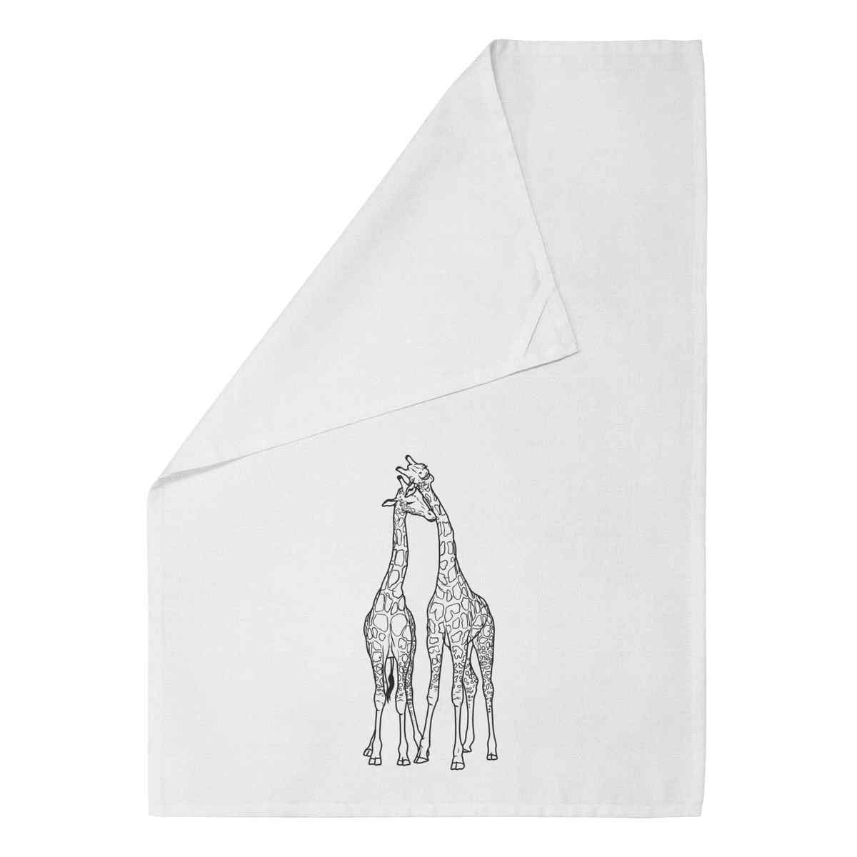 'Cuddling Giraffes' Cotton Tea Towel / Dish Cloth (TW035232)